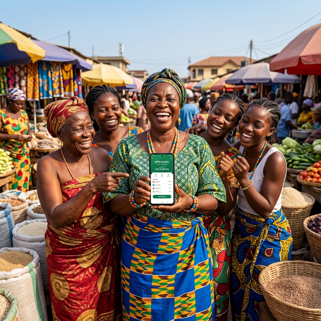 Happy African Women Using Mama Pay